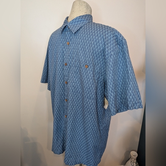 NWT Island shores linen blend short sleeve button up shirt, blue Size Large - Picture 4 of 10